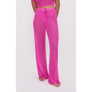 Good American Pink Mesh Cover-Up Pants Size S